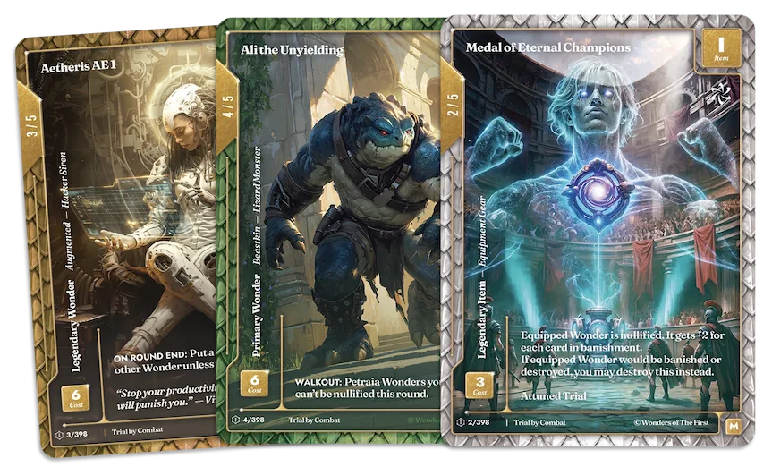 Three Dragonfoil cards fanned out